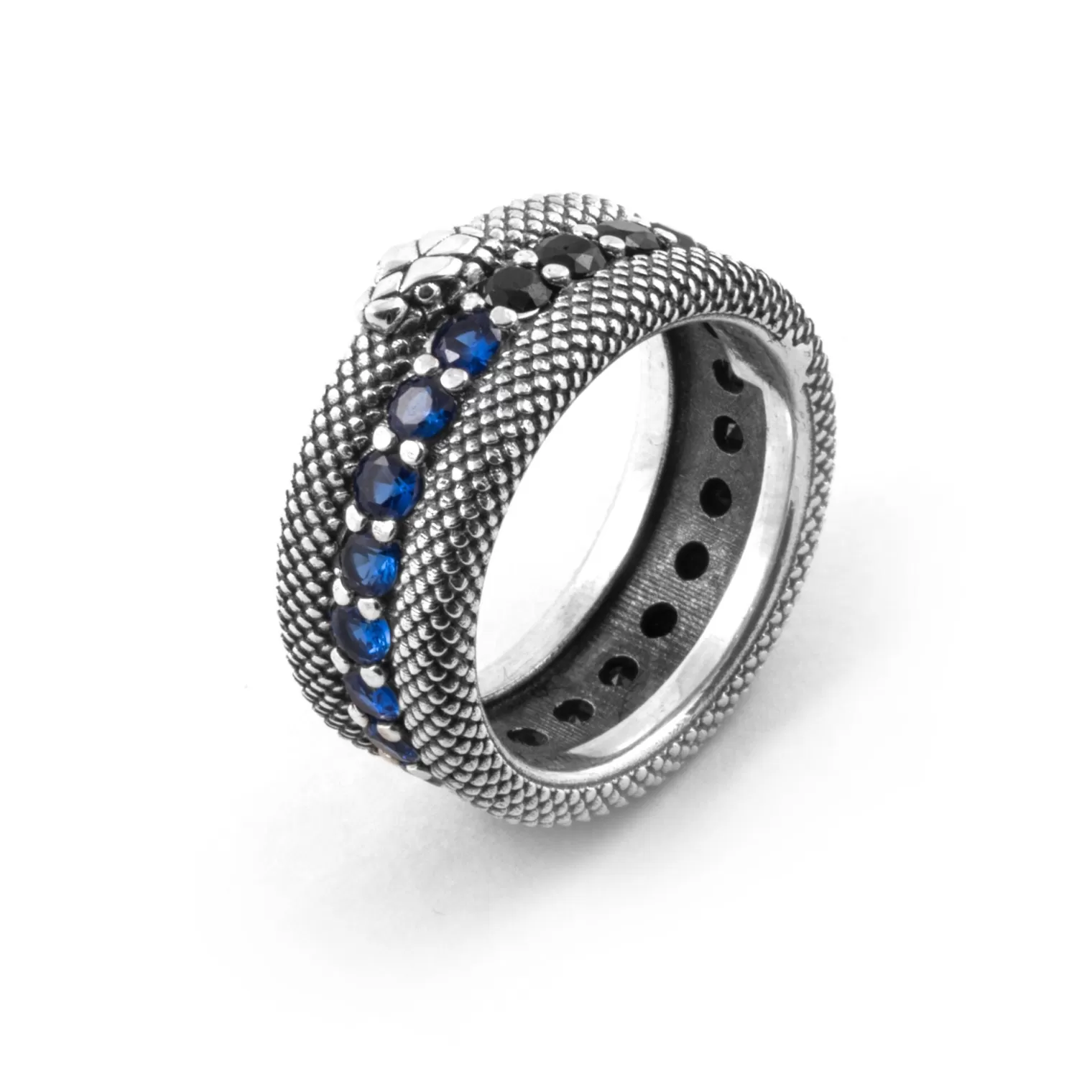 Inter IM X NOVE25 ANELLO FASCIA SQUAMATA CON BRILLANTI NERAZZURRI^ Gioielli