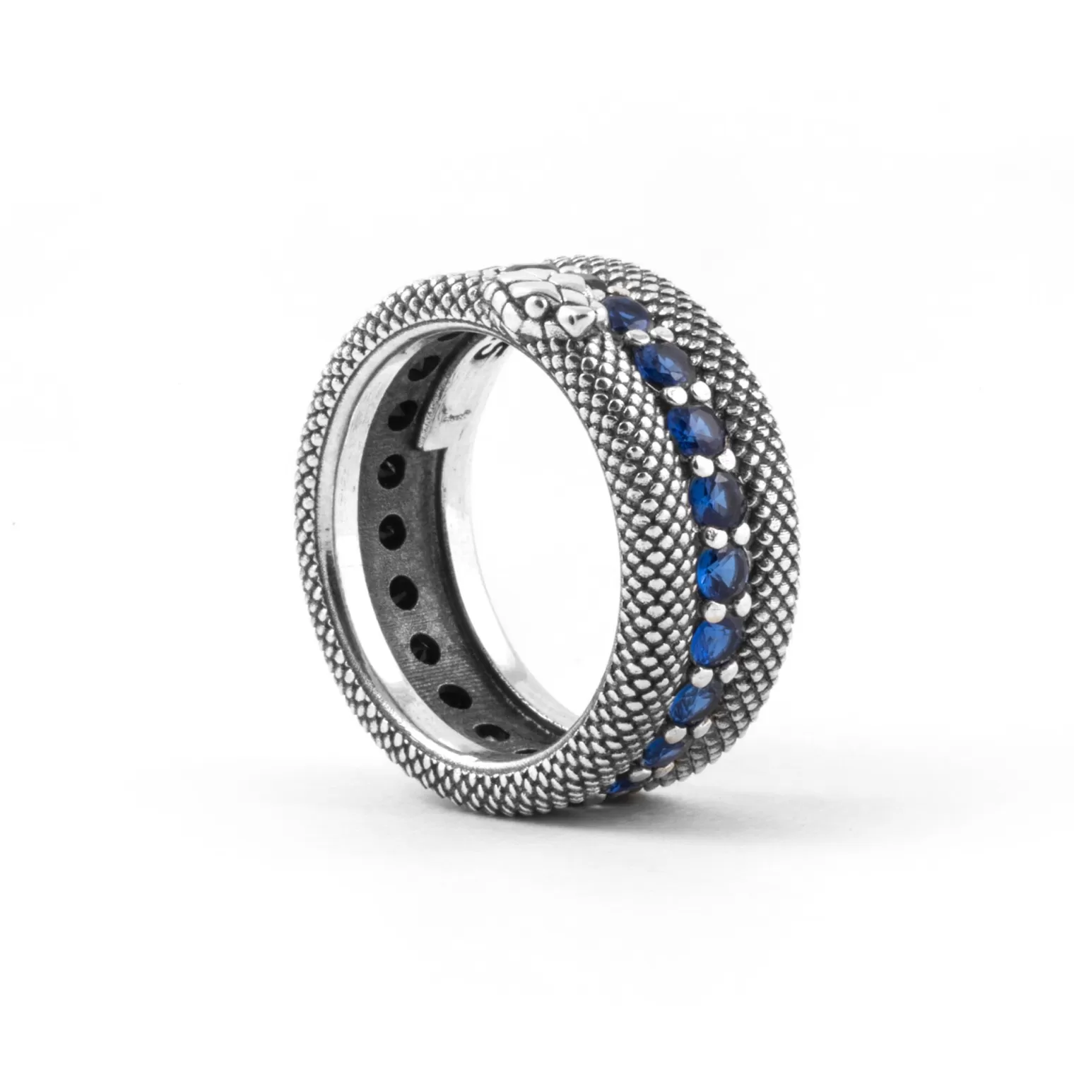 Inter IM X NOVE25 ANELLO FASCIA SQUAMATA CON BRILLANTI NERAZZURRI^ Gioielli