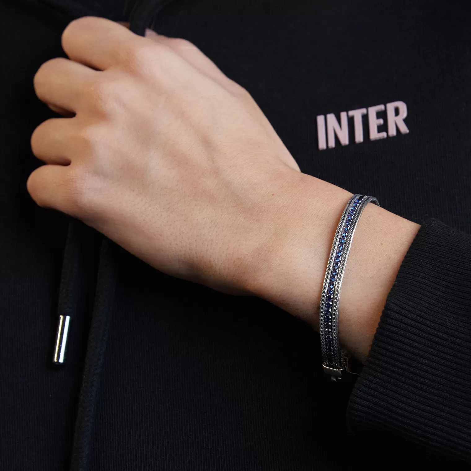 Inter IM X NOVE25 BRACCIALE IN ARGENTO CON BRILLANTI NERAZZURRI^ Gioielli